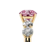 Round 5 Stone Engagement Ring Setting for a Fancy Pink Lab-Grown Diamond | Yellow Gold