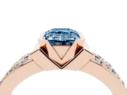 Emerald Cut Half Bezel Engagement Ring Setting for a Fancy Blue Lab-Grown Diamond | Double Row Channel Band | Rose Gold