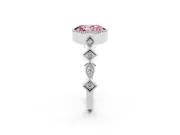 Fancy Pink Oval Cut Diamond Milgrain Marquise Twist Band Ring Set in Silver with Prong Setting