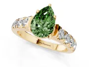 Pear-Shaped Engagement Ring Setting for a Fancy Green Lab-Grown Diamond | Yellow Gold - Design NV-24643