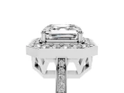 Asscher Cut Halo Engagement Ring Setting | Polished Halo Rim | Sterling Silver
