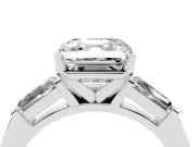 Asscher Cut Three Stone Engagement Ring Setting | Tapered Baguettes | White Gold
