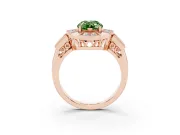 Pear-Shaped Milgrain Sectioned Halo Engagement Ring Setting for a Fancy Green Lab-Grown Diamond | Rose Gold