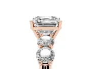 Asscher Cut Five Stone Engagement Ring Setting | Prong Set Side Stones | Rose Gold