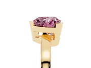 Fancy Pink Heart Cut Diamond Solitaire Ring Set in Yellow gold with Prong Head and Smooth Polished Band