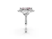 Fancy Pink Marquise Lab-Grown Diamond Double Halo Statement Ring Set in Platinum with Pavé Band