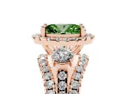 Oval Halo Split Shank Engagement Ring Setting for a Fancy Green Lab-Grown Diamond | Round Side Stones | Rose Gold