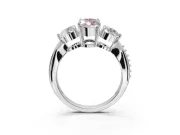 Marquise Three Stone Engagement Ring Setting for a Fancy Pink Lab-Grown Diamond | Tapered Pave Band | Sterling Silver