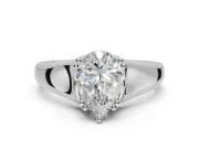 Pear-Shaped Double Claw Solitaire Engagement Ring Setting | Wide Plain Band | Platinum
