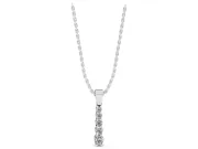 Round Lab-Grown Diamond Graduated Vertical Pendant Necklace | Prong Set | White Gold