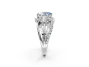 Oval Three Stone Split Shank Engagement Ring Setting for a Fancy Blue Lab-Grown Diamond | Matching Sides | Platinum