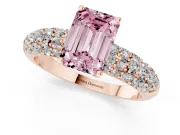 Emerald Cut Multi Row Pave Engagement Ring Setting for a Fancy Pink Lab-Grown Diamond | Rose Gold