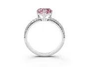 Heart-Shaped Three Row Pave Engagement Ring Setting for a Fancy Pink Lab-Grown Diamond | White Gold