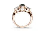 Fancy Black Oval Lab-Grown Diamond Three-Stone Ring Set in Rose Gold with Channel-Set Band and Prong Setting