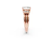 Radiant Cut Bar-Set Accent Engagement Ring Setting | Grooved Band | Rose Gold