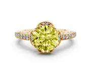 Round Floral Pavé Engagement Ring Setting for a Fancy Yellow Lab-Grown Diamond | Yellow Gold