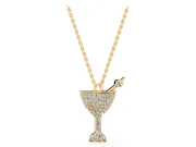 Round Lab-Grown Diamond Pavé Martini Glass Pendant Necklace | Bezel-Set Olive | Yellow Gold