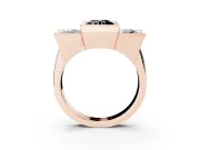 Fancy Black Round Cut Diamond Three-Stone Channel Set Ring Set in Rose gold with Smooth Polished Band
