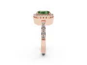 Emerald Cut Milgrain Halo Engagement Ring Setting for a Fancy Green Lab-Grown Diamond | Pavé Shoulders | Rose Gold