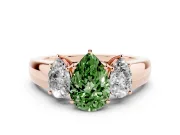 Pear-Shaped 3 Stone Engagement Ring Setting for a Fancy Green Lab-Grown Diamond | Rose Gold
