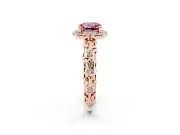 Cushion Cut Leaf Halo Engagement Ring Setting for a Fancy Pink Lab-Grown Diamond | Bezel Accents | Rose Gold