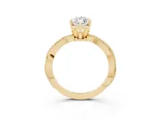 Marquise Cut Diamond Solitaire Ring Set in Yellow gold with Twisted Band and Bead Prong Setting