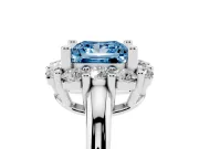 Princess Cut Halo Engagement Ring Setting for a Fancy Blue Lab-Grown Diamond | Sterling Silver - Design NV-24726