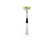 Fancy Yellow Emerald Cut Diamond Solitaire Ring Set in Platinum with Prong Setting on a Polished Plain Band