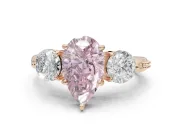 Pear-Shaped Three Stone Engagement Ring Setting for a Fancy Pink Lab-Grown Diamond | Tapered Pave Band | Rose Gold