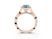 Emerald Cut Twist Halo Engagement Ring Setting for a Fancy Blue Lab-Grown Diamond | Rose Gold