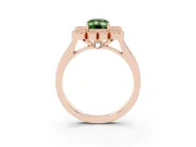 Emerald Cut Milgrain Cluster Halo Engagement Ring Setting for a Fancy Green Lab-Grown Diamond | Plain Band | Rose Gold