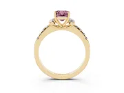 Emerald Cut Side Stone Engagement Ring Setting for a Fancy Pink Lab-Grown Diamond | Pave Band | Yellow Gold