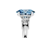 Oval Three Stone Engagement Ring Setting for a Fancy Blue Lab-Grown Diamond | Round Side Stones | White Gold