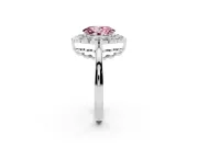 Oval Scalloped Cluster Halo Engagement Ring Setting for a Fancy Pink Lab-Grown Diamond | Plain Band | Platinum