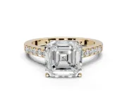 Asscher Cut Pavé Solitaire Engagement Ring Setting | Crossover Gallery | Yellow Gold