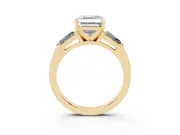 Asscher Cut Three Stone Engagement Ring Setting | Tapered Baguettes | Yellow Gold