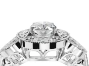 Heart-Shaped Vintage Floral Halo Engagement Ring Setting | Engraved Milgrain Band | Sterling Silver