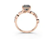 Princess Cut Twisted Vine Engagement Ring Setting for a Black Center | Marquise Leaves | Rose Gold