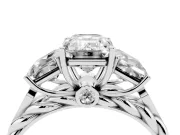 Emerald Cut Three Stone Engagement Ring Setting | Braided Band | Platinum