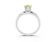 Fancy Yellow Pear Cut Diamond Solitaire Engagement Ring Set in Silver with Slim Tapered Solitaire Band