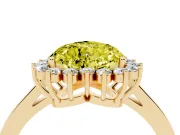 Heart-Shaped Scalloped Halo Engagement Ring Setting for a Fancy Yellow Lab-Grown Diamond | Flat Plain Band | Yellow Gold