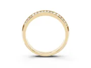 Round Lab-Grown Diamond Double Row Pavé Knife Edge Wedding Band | Raised Divider | Yellow Gold