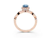 Radiant Cut Milgrain Halo Engagement Ring Setting for a Fancy Blue Lab-Grown Diamond | Graduated Shoulders | Rose Gold