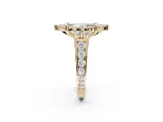 Marquise Halo Engagement Ring Setting for a Fancy Green Lab-Grown Diamond | Graduated Channel Band | Yellow Gold