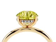 Round Micro-Prong Hidden Halo Engagement Ring Setting for a Fancy Yellow Lab-Grown Diamond | Plain Band | Yellow Gold
