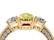 Pear-Shaped Three Stone Engagement Ring Setting for a Fancy Yellow Lab-Grown Diamond | Graduated Pave Band | Yellow Gold