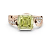 Asscher Cut Bypass Solitaire Engagement Ring Setting for a Fancy Yellow Lab-Grown Diamond | Pavé Strands | Rose Gold