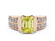 Emerald Cut Half Bezel Engagement Ring Setting for a Fancy Yellow Lab-Grown Diamond | Channel Band | Rose Gold
