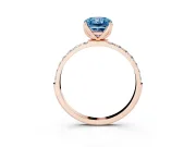 Radiant Cut Pave Engagement Ring Setting for a Fancy Blue Lab-Grown Diamond | Slim Band | Rose Gold