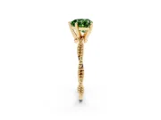 Fancy Green Heart Cut Diamond Solitaire Ring Set in Yellow gold with Twisted Band and Bead Prong Setting
